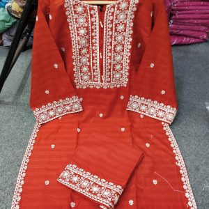 Cotton Embroided Stitched Suit