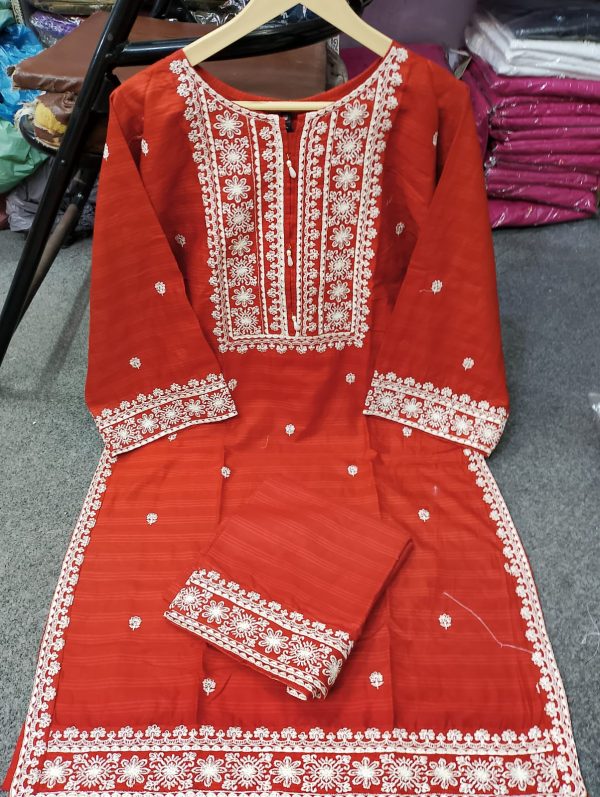 Cotton Embroided Stitched Suit